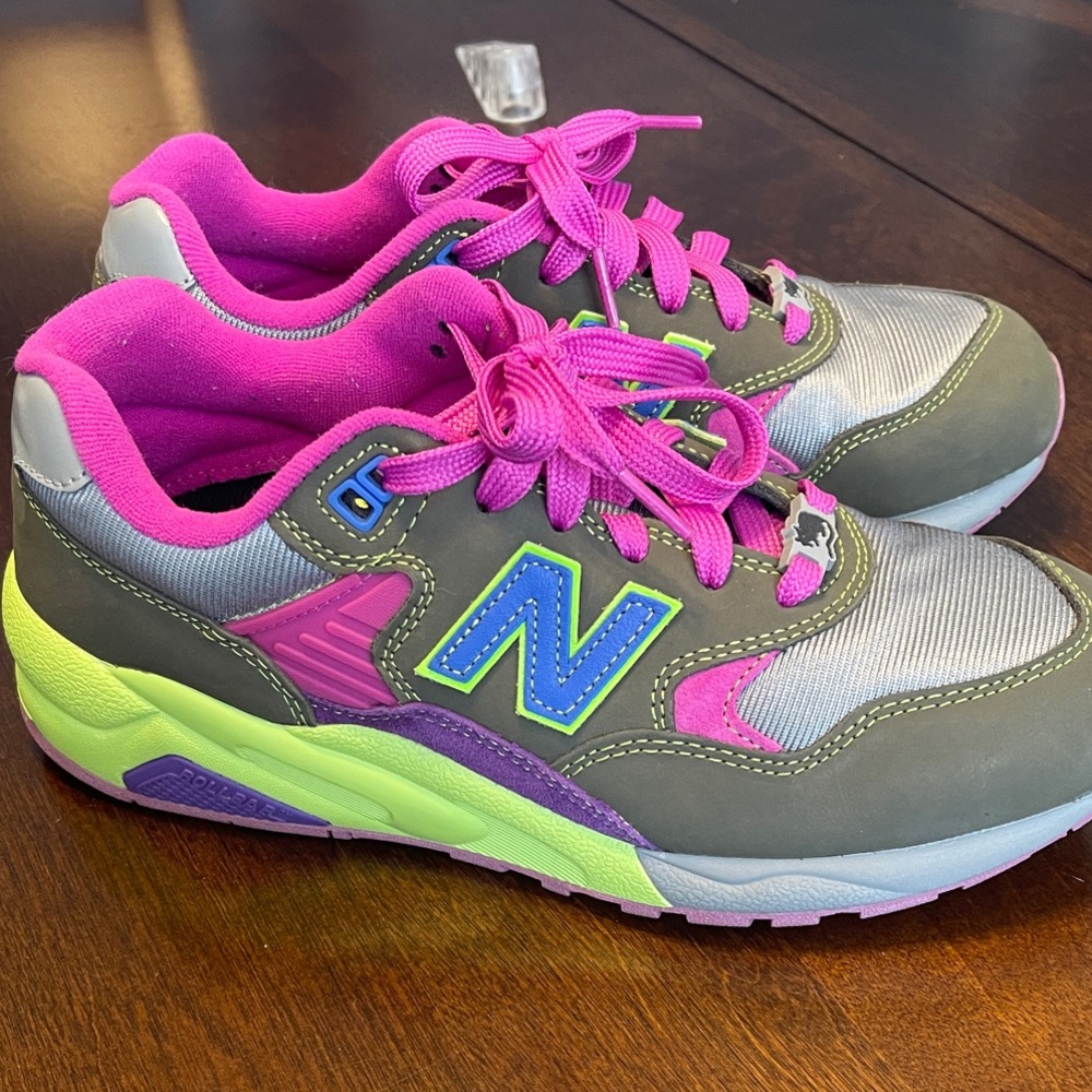 New Balance 580 Men’s Sneakers in Pink, Olive, and Neon Green